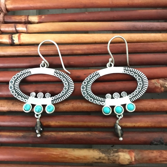 Silpada Sterling Silver Oval Turquoise Earrings - Picture 2 of 7